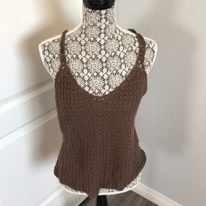 Brown Lauren Ralph Lauren knitted chocolate tank